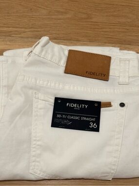 Fidelity White Classic Straight Jeans
